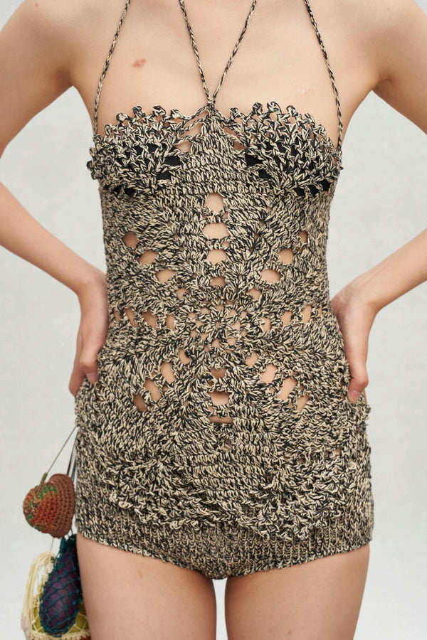 SWAYING 25 Spring and Summer Handmade Crochet Lace-up Vest SW-SW25SS1T31C1-HUA Flower
